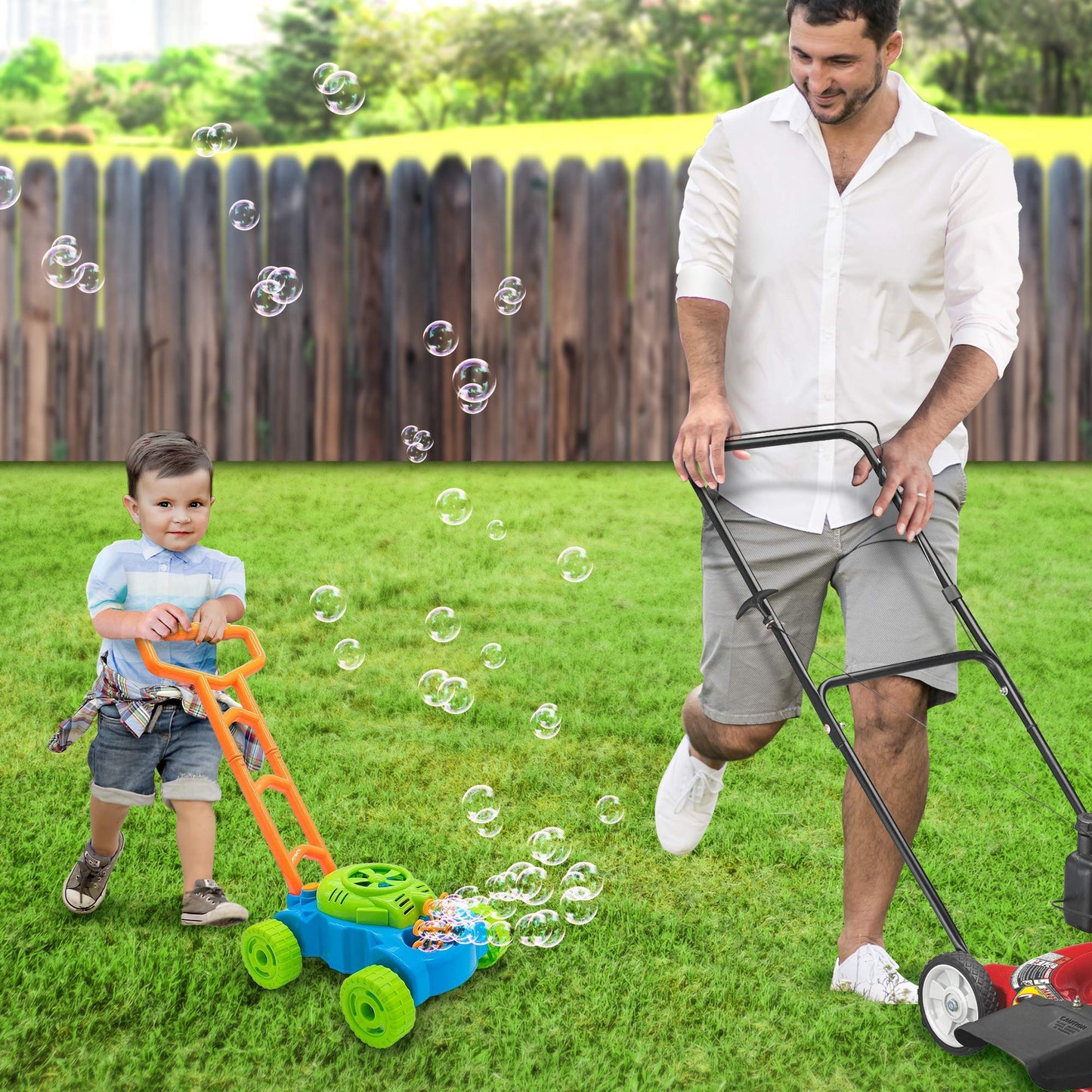 ArtCreativity Bubble Lawn Mower for Toddlers 1-3 – Bubble Blowing Push Toy
