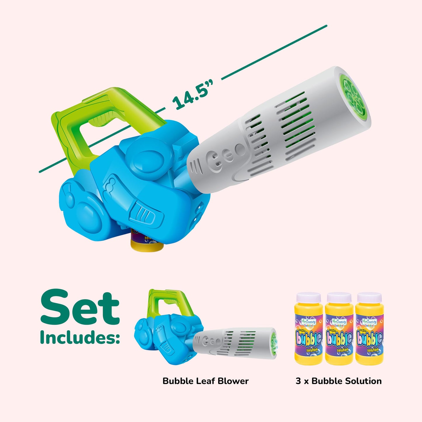 ArtCreativity Bubble Leaf Blower with 3 Refills – Outdoor Bubble Toy
