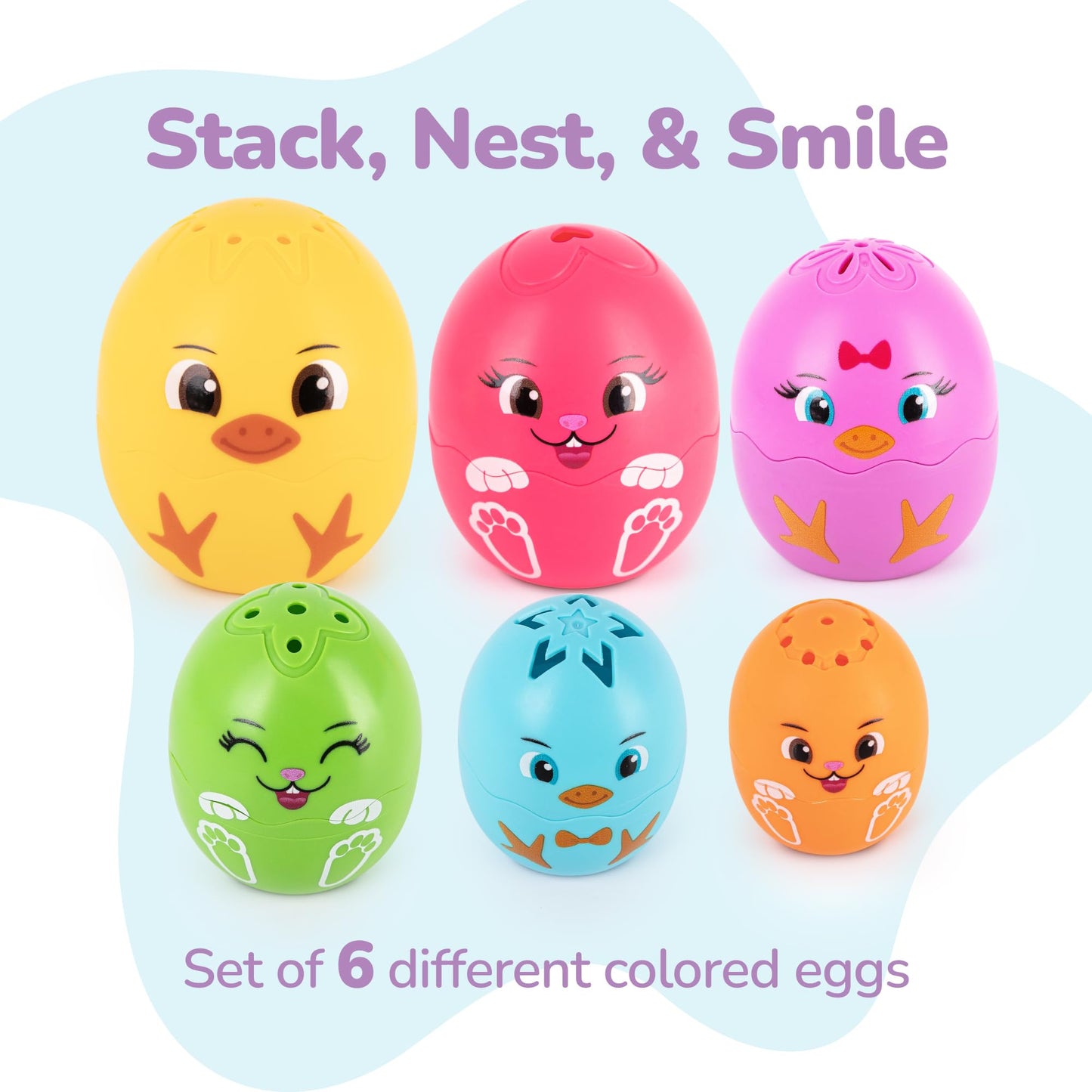 ArtCreativity Stacking Egg Cup Bath Toy — Set of 9 (Bunny & Chick Designs)