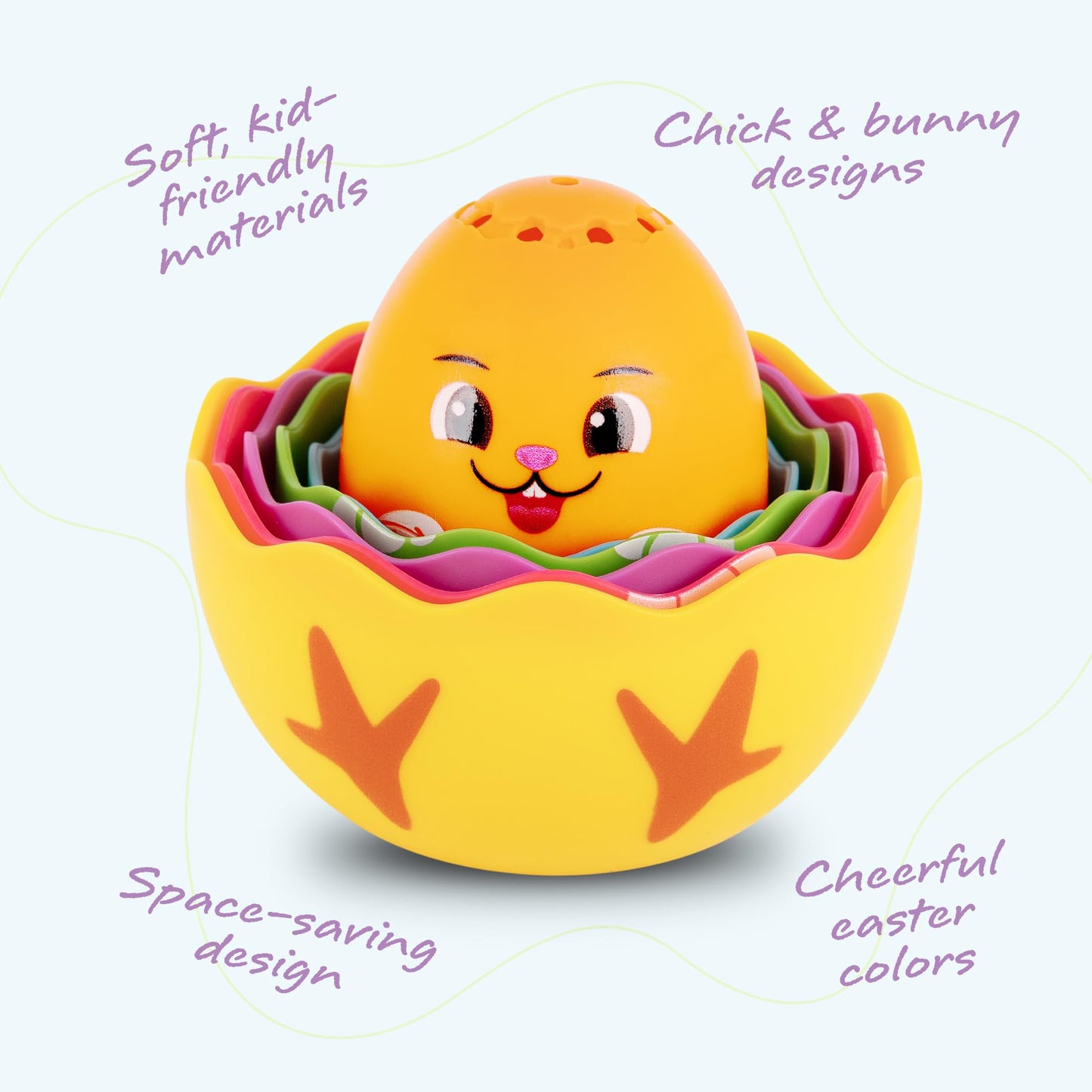 ArtCreativity Stacking Egg Cup Bath Toy — Set of 9 (Bunny & Chick Designs)