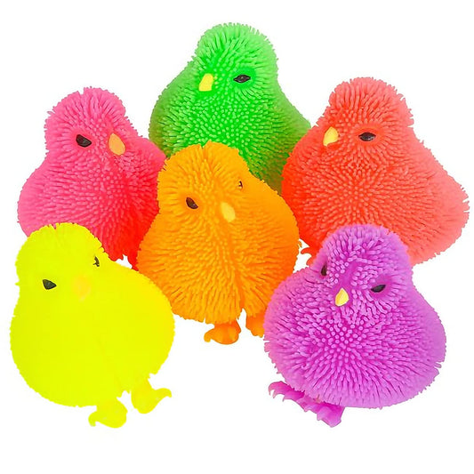 ArtCreativity 3-Inch Chicken Puffer Toys for Kids – Pack of 12 Neon Easter Chick Surprises