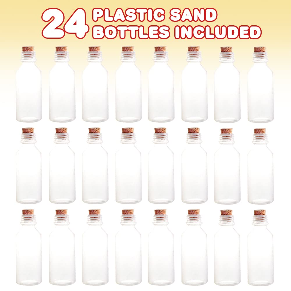 ArtCreativity 24-Pack Clear 2oz Sand Art Bottles with Corks – Durable Plastic Craft Bottles for Sand Art, Invitations & Favors