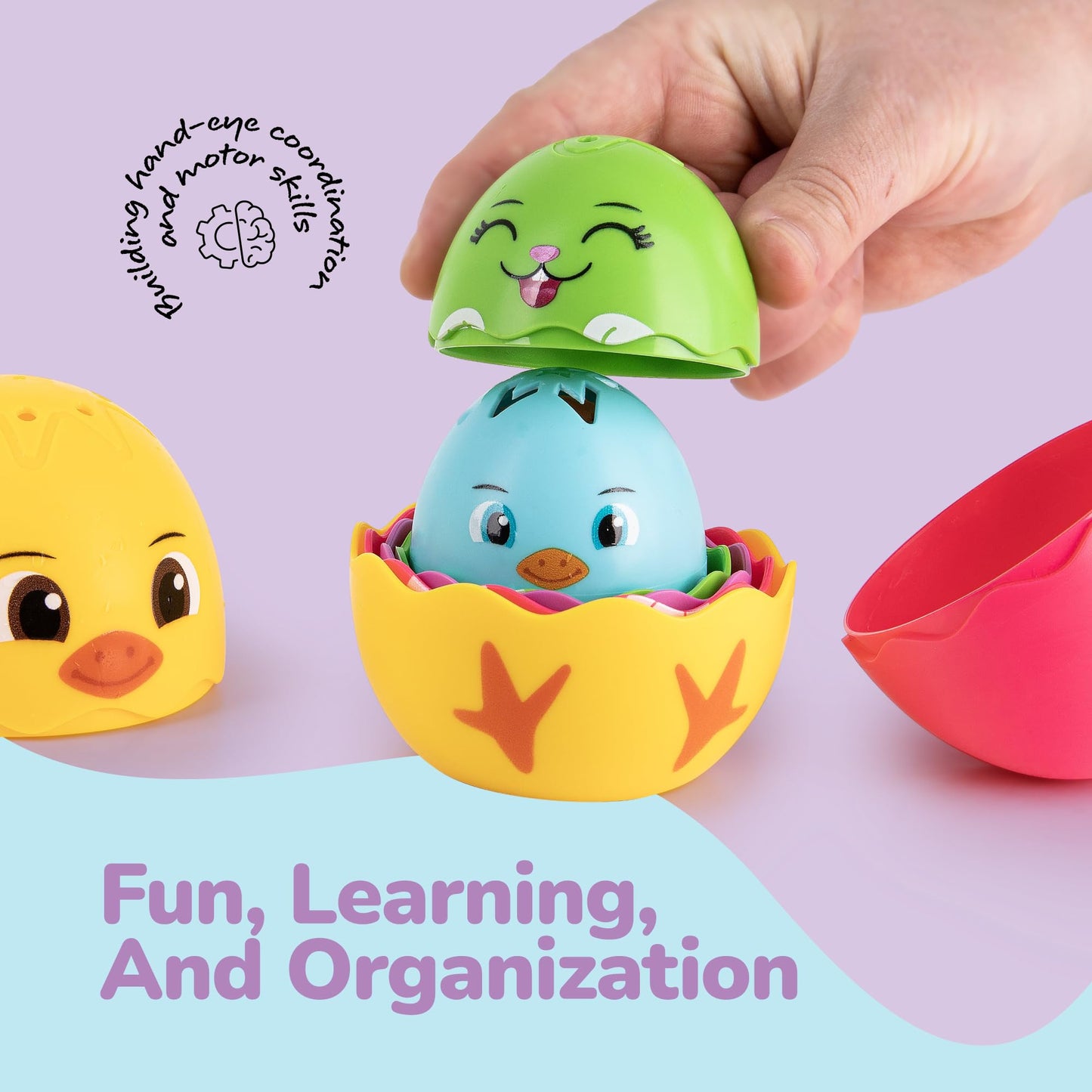 ArtCreativity Stacking Egg Cup Bath Toy — Set of 9 (Bunny & Chick Designs)