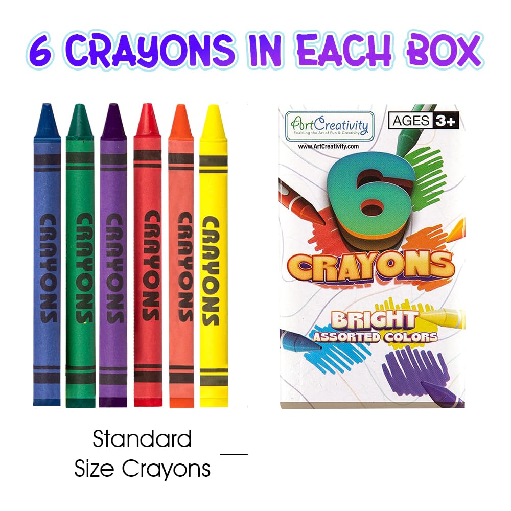 ArtCreativity Crayons Bulk Set – 600 Total Crayons, 100 Packs of 6 (Red/Orange/Yellow/Green/Blue/Purple)