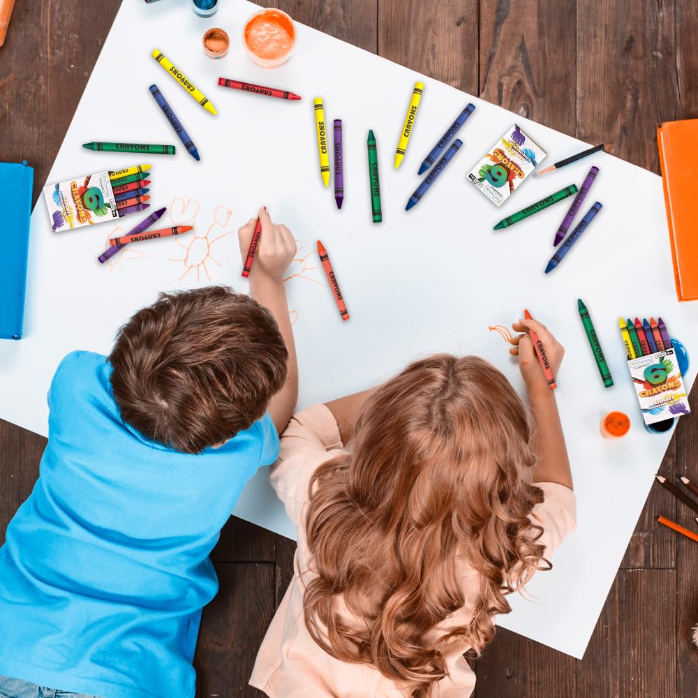 ArtCreativity Crayons Bulk Set – 600 Total Crayons, 100 Packs of 6 (Red/Orange/Yellow/Green/Blue/Purple)