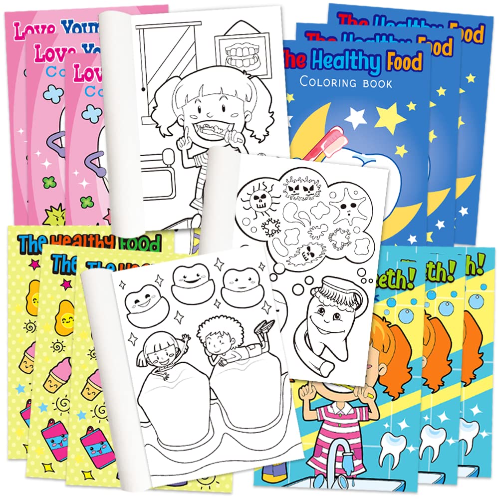 ArtCreativity Dental Kids 24-Pack 5x7 Mini Coloring Books - 6-Page Color Booklets
