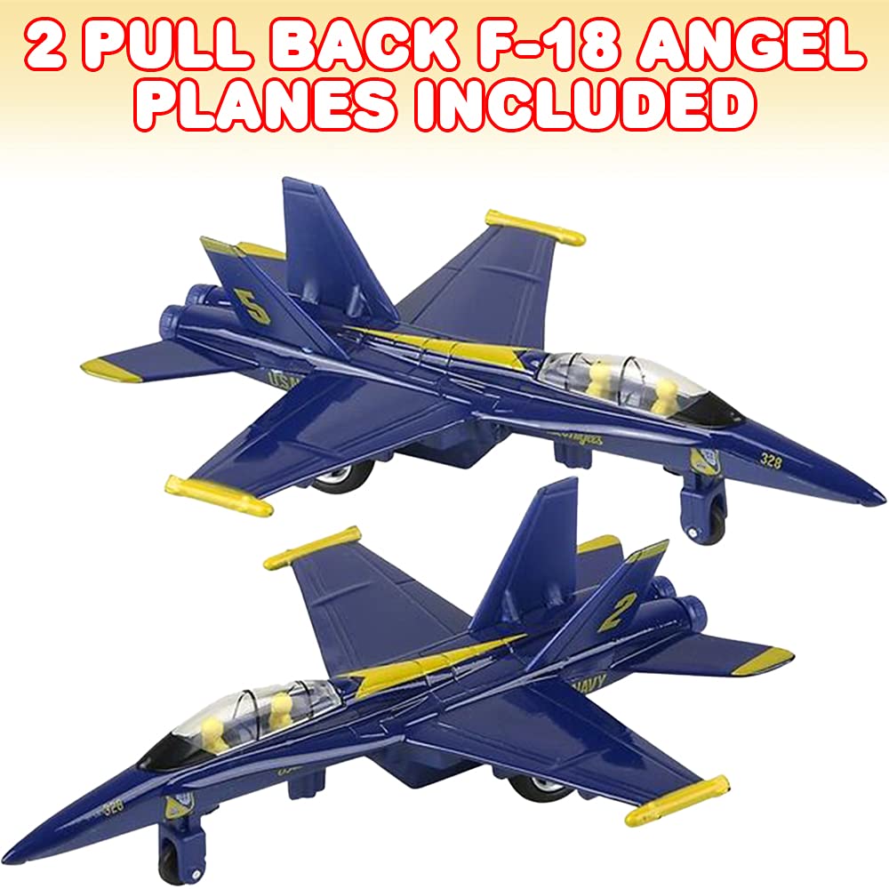 ArtCreativity Diecast F-18 Blue Angel Jets – 2-Pack Pullback Fighter Planes, 6.75 inches
