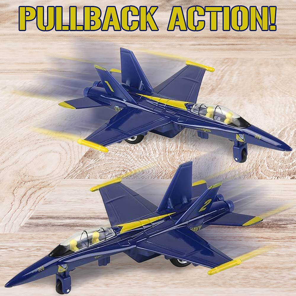 ArtCreativity Diecast F-18 Blue Angel Jets – 2-Pack Pullback Fighter Planes, 6.75 inches