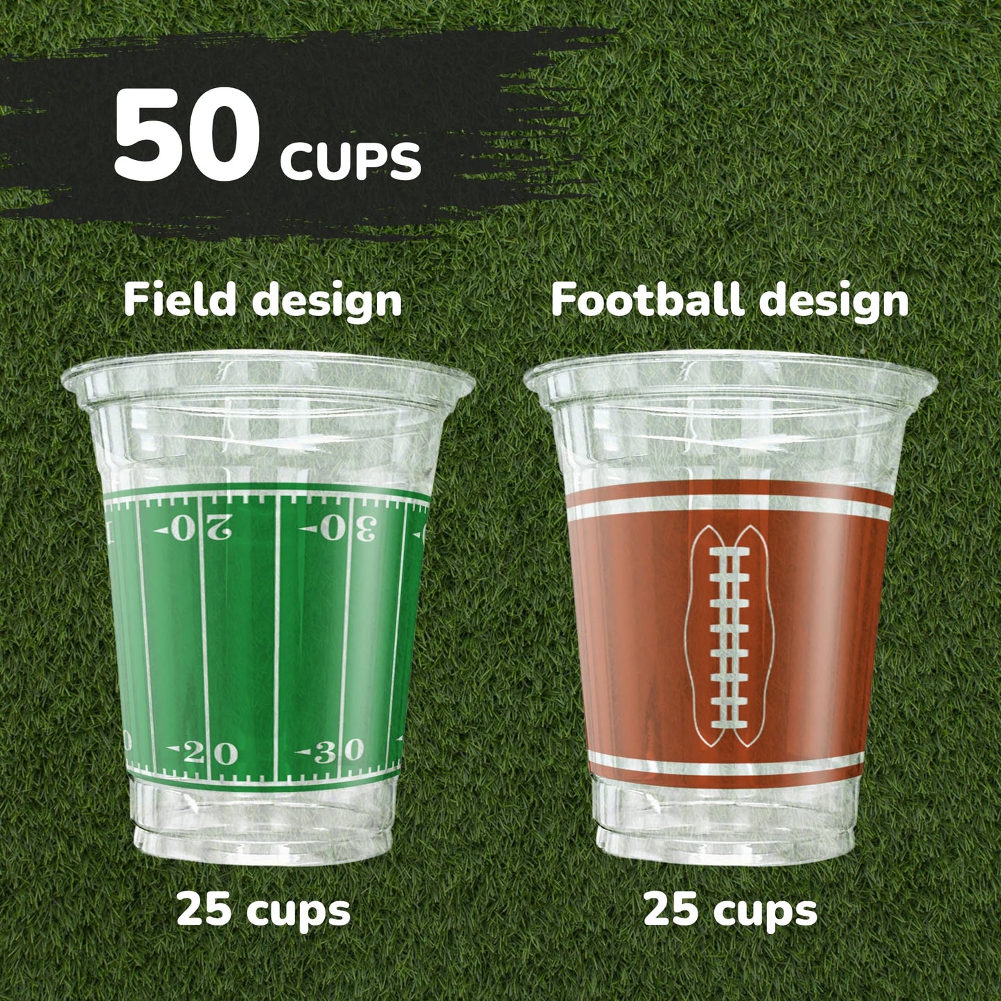 ArtCreativity 50 Pcs 16oz Football Party Cups – Super Bowl Disposable Cups