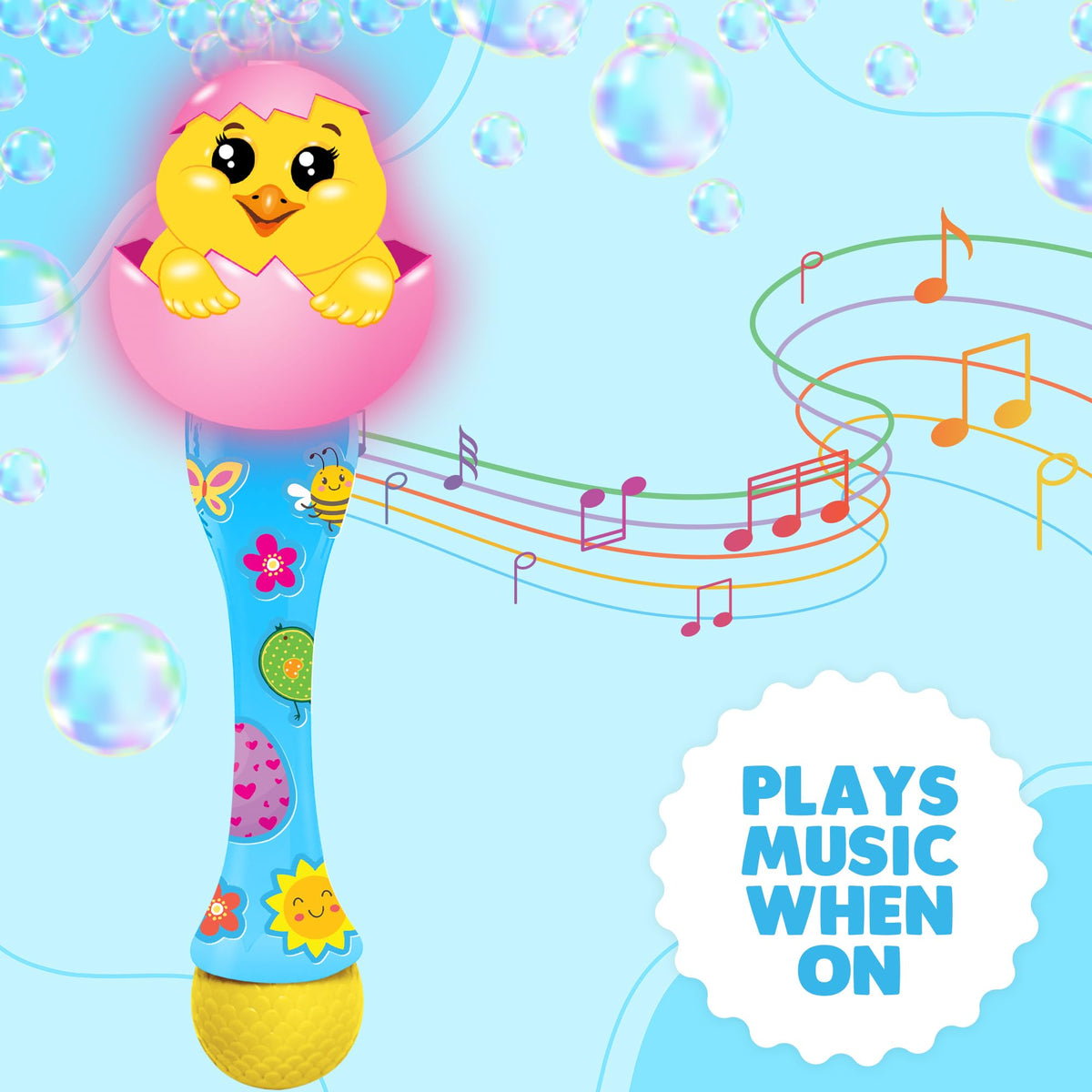 ArtCreativity Easter Chick Bubble Wand - 14 inch Light-Up Bubble Toy for Toddlers