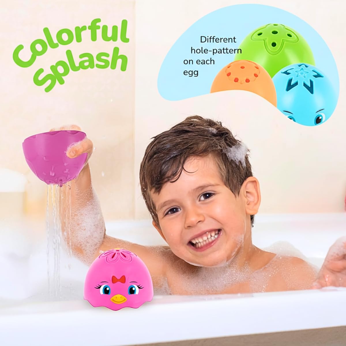 ArtCreativity Stacking Egg Cup Bath Toy — Set of 9 (Bunny & Chick Designs)