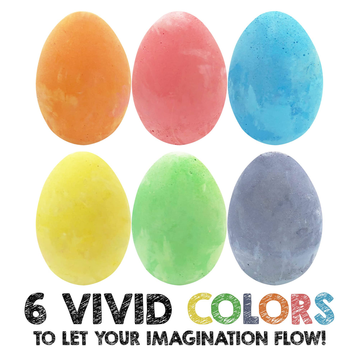 ArtCreativity Easter Sidewalk Chalk Eggs – 12 Piece Pack, 6 Pastel Colors, Safe & Washable