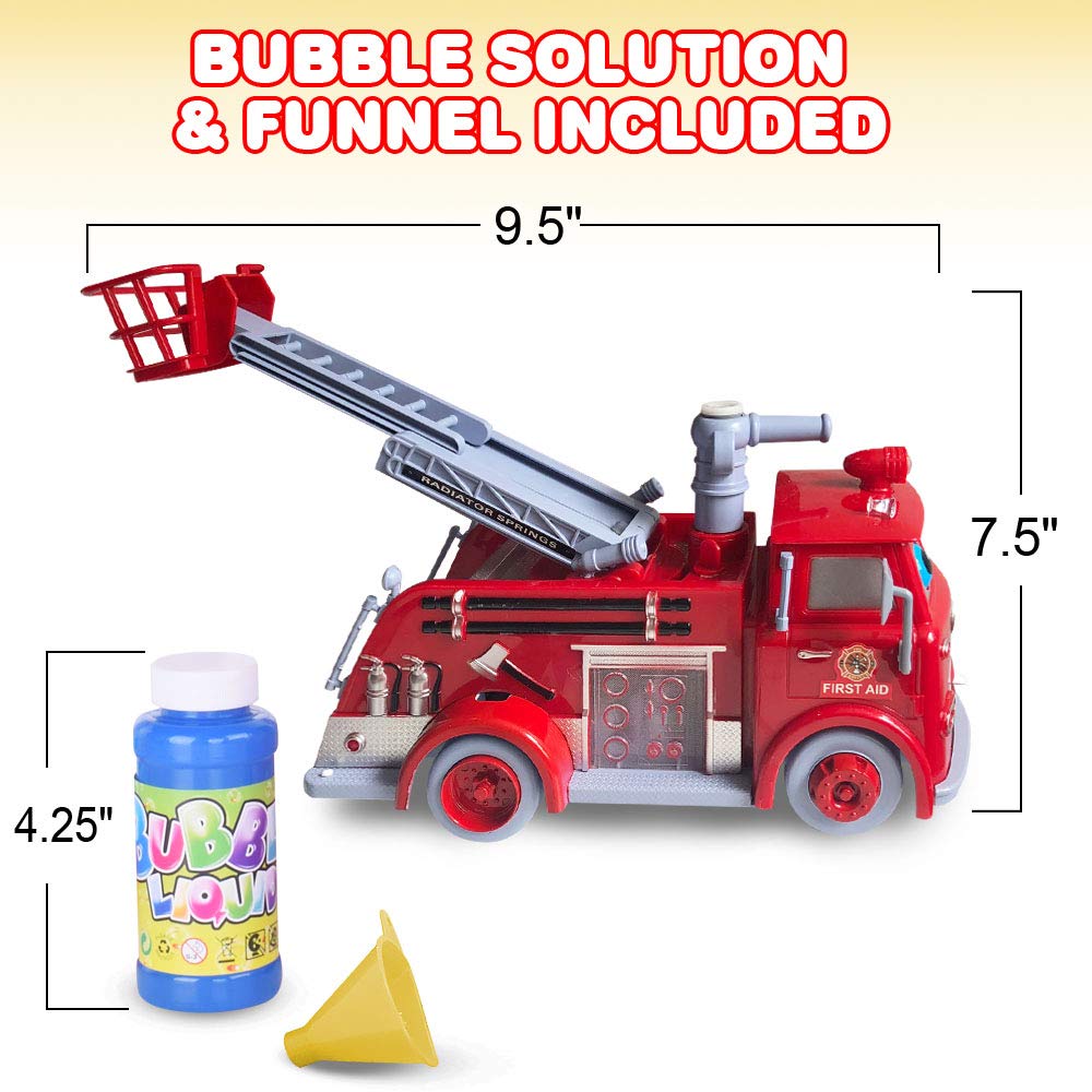 ArtCreativity Fire Truck Bubble Machine Toy with Lights & Siren – Gift for Kids 3-5+