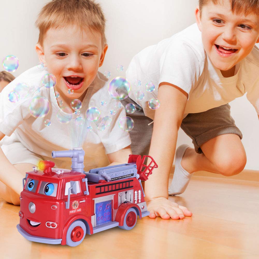 ArtCreativity Fire Truck Bubble Machine Toy with Lights & Siren – Gift for Kids 3-5+