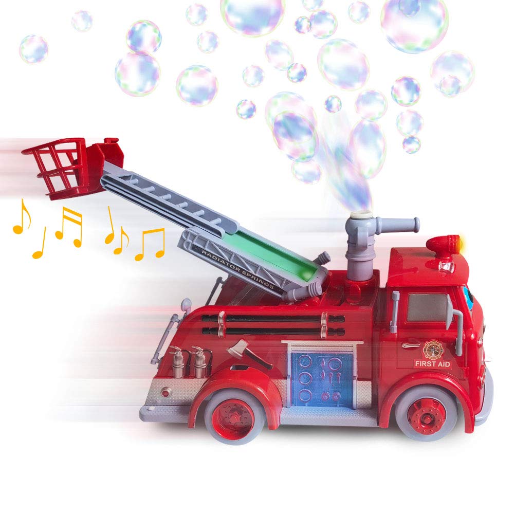 ArtCreativity Fire Truck Bubble Machine Toy with Lights & Siren – Gift for Kids 3-5+