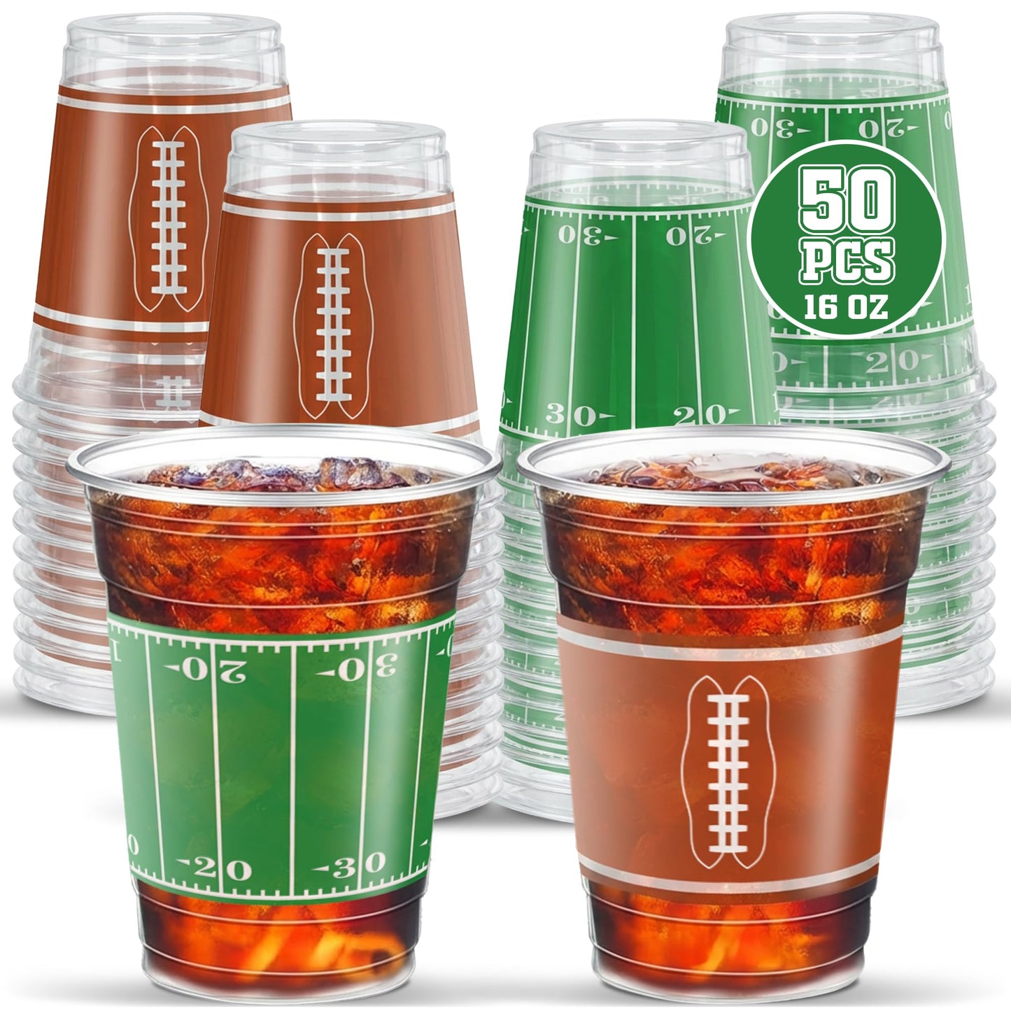 ArtCreativity 50 Pcs 16oz Football Party Cups – Super Bowl Disposable Cups