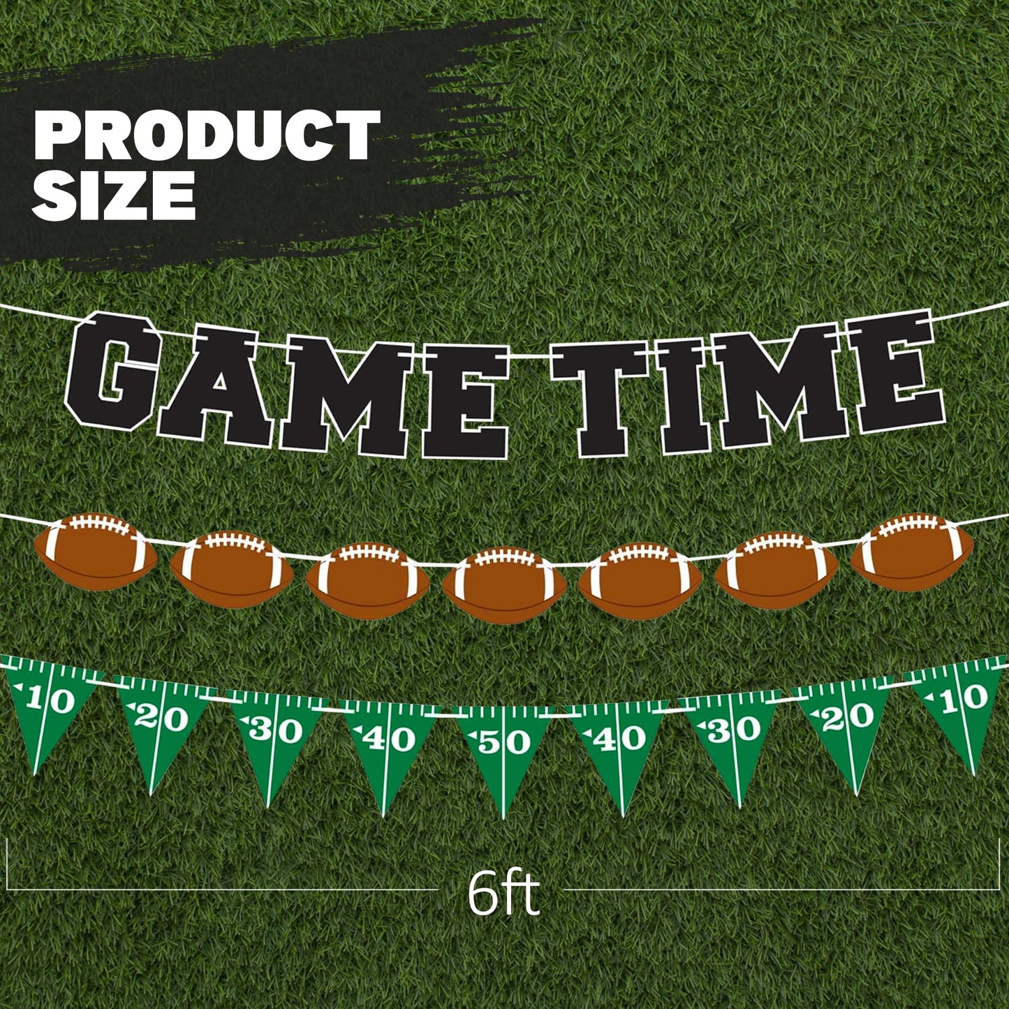 ArtCreativity Game Time Football Banner Set of 3 – Customizable Pennant Flags for Tailgate & Party Decor