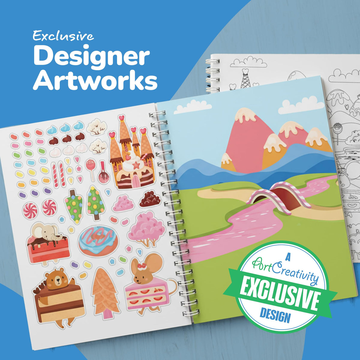 ArtCreativity Sticker Activity Book for Girls 4–8 – 600+ Stickers, 12 Scenes & Coloring Pages – Screen-Free Travel Activity