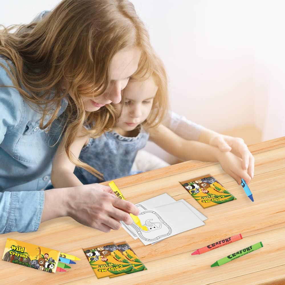 ArtCreativity 12 Pack Zoo Animal Mini Coloring Books with Crayons – Jungle Safari Party Favors