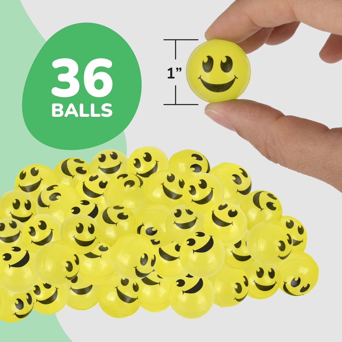 ArtCreativity Glow-in-the-Dark Yellow Smiley Face Bouncing Balls Bulk Pack 36 1 inch
