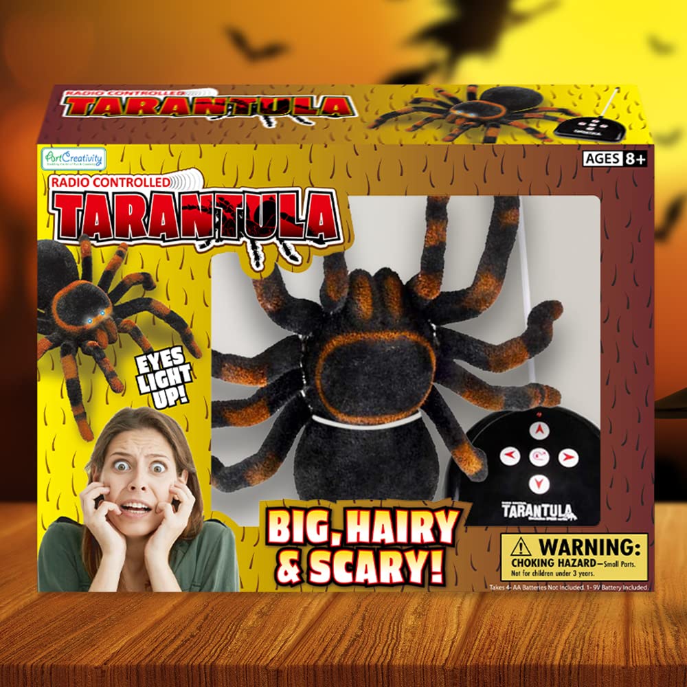 ArtCreativity Remote Control Spider – 8 Moving Legs, Light Up Eyes, Furry Tarantula Toy