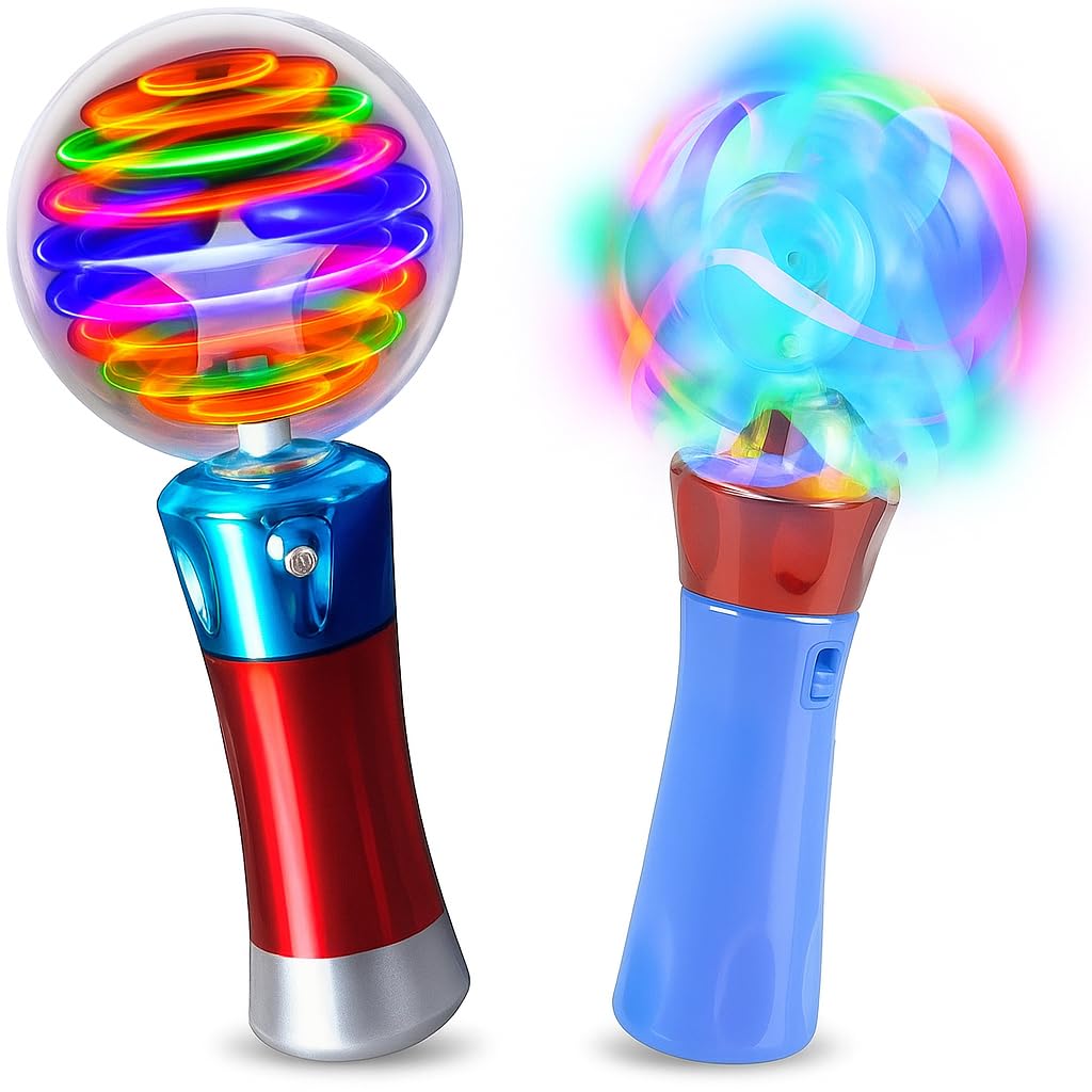 ArtCreativity Light Up Magic Ball Wand & Spinning Light Wands – LED Toy Set for Kids