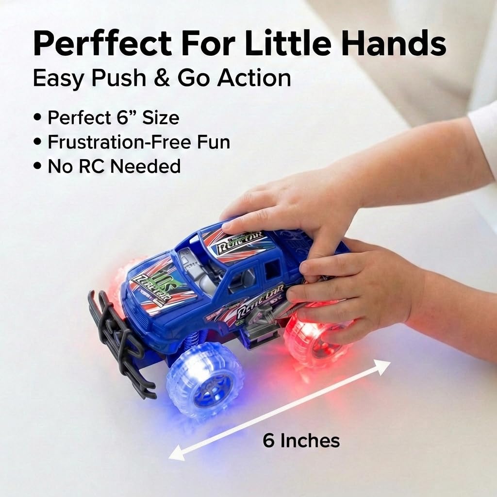 ArtCreativity Light Up Monster Trucks - 4-Pack Toy Trucks for Kids 3-8