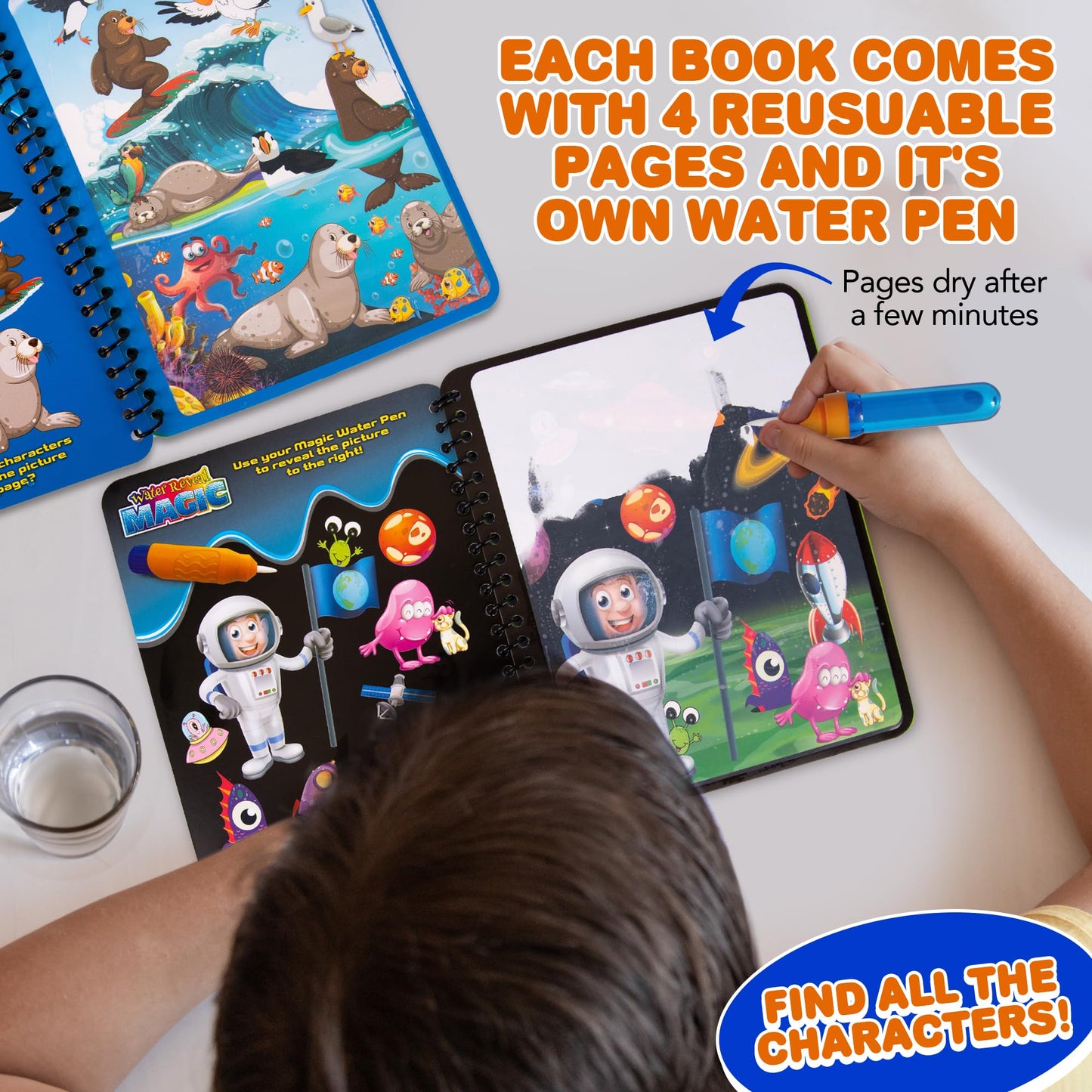 ArtCreativity 4-Pack Water Coloring Books for Toddlers – Mess-Free & Portable