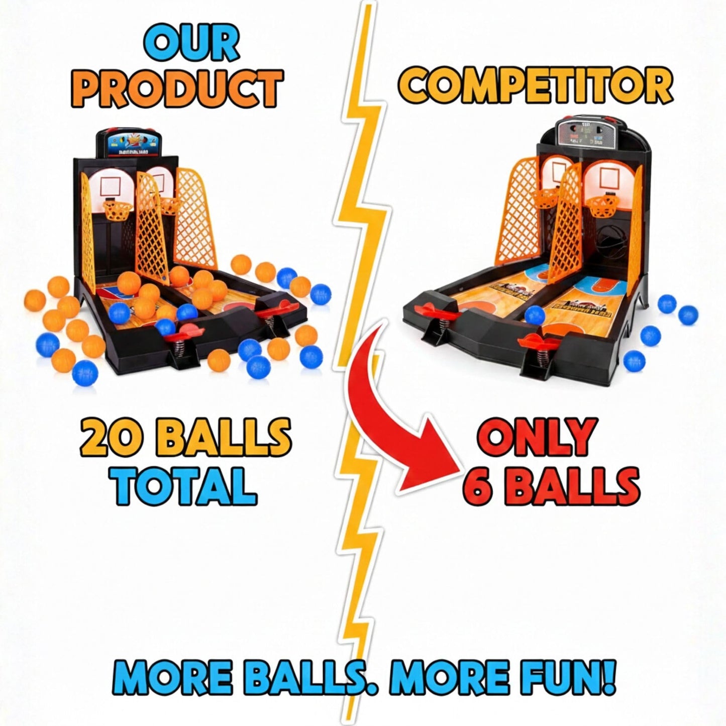ArtCreativity Mini Basketball Game Set – 20 Mini Balls, Desk-Top Fun