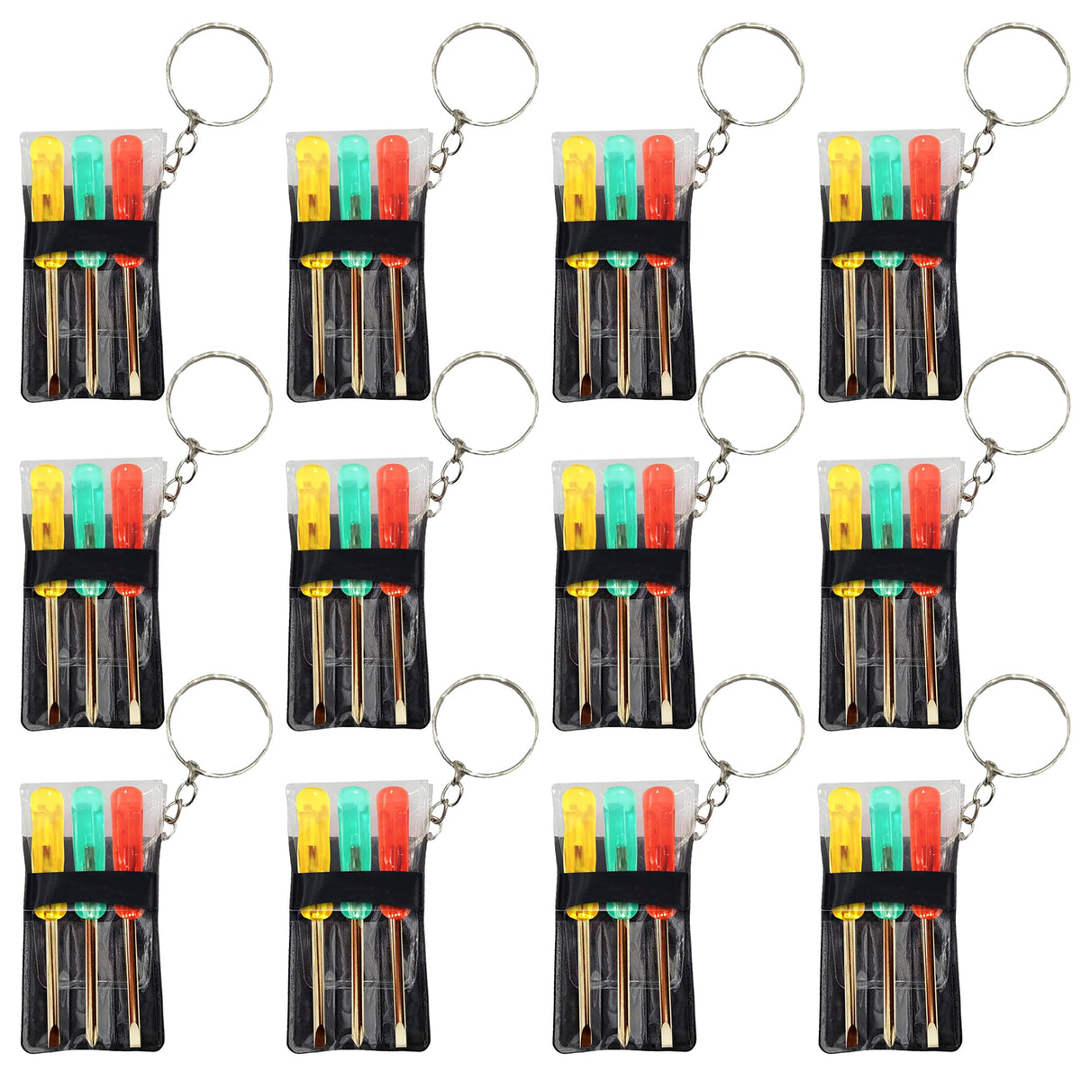 ArtCreativity Mini Screwdriver Set with Keychain (12 Pack) – Portable 3-Screwdriver Toolkit