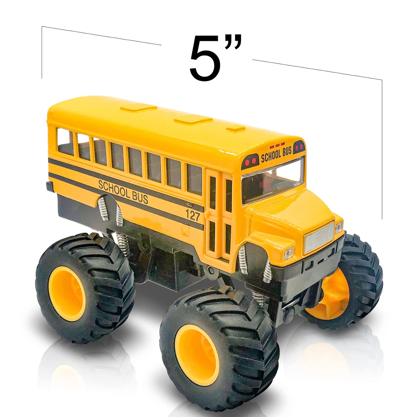 ArtCreativity 5-Inch Diecast Monster School Bus – Pullback Toy Truck with Big Wheels