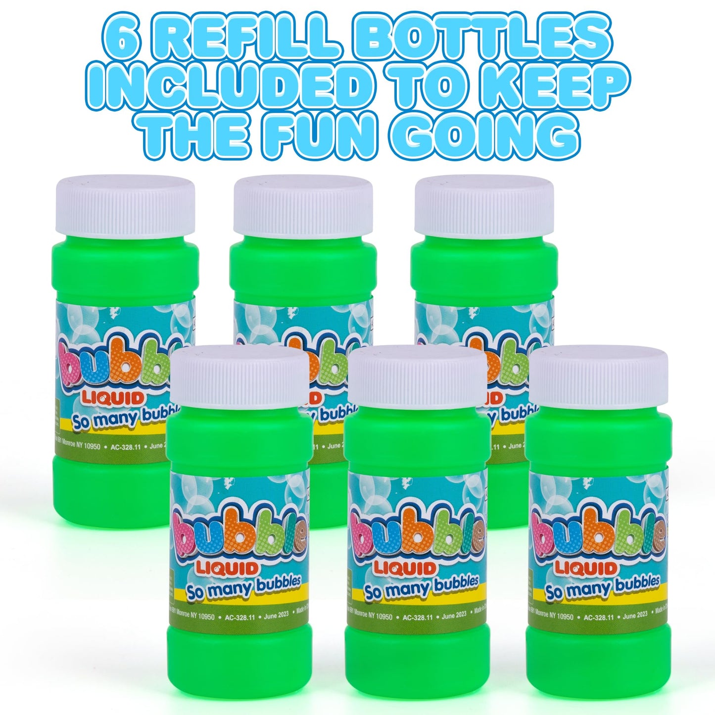 ArtCreativity Friction-Powered Light Up Bubble Blaster Gun Set of 3 – LED Bubble Guns with 6 Bottles