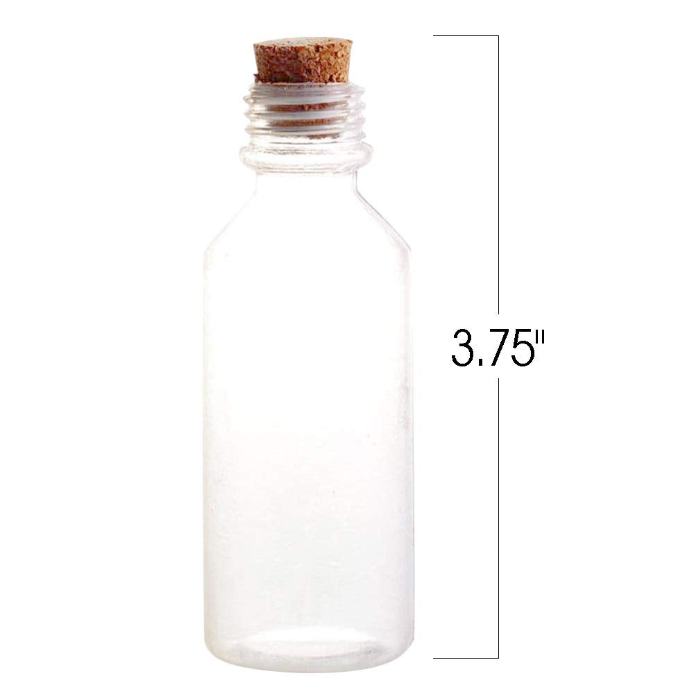 ArtCreativity 24-Pack Clear 2oz Sand Art Bottles with Corks – Durable Plastic Craft Bottles for Sand Art, Invitations & Favors