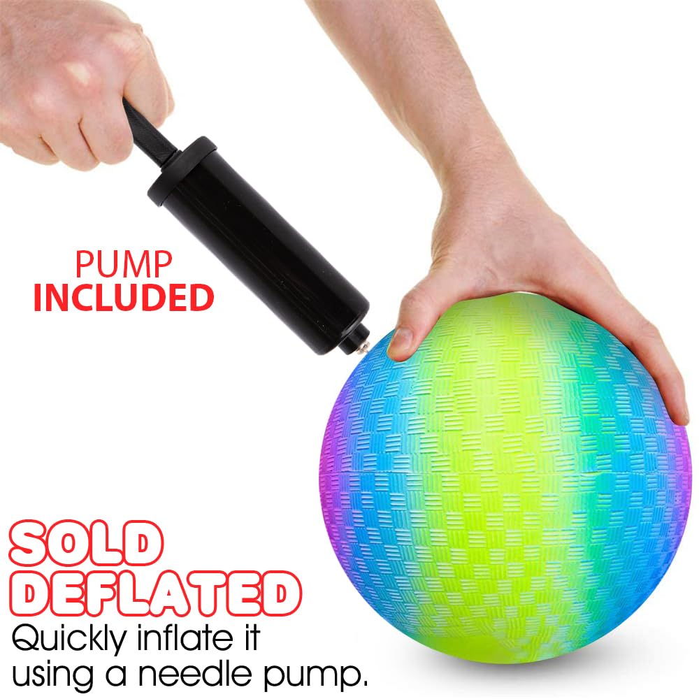 ArtCreativity Rainbow Playground Ball – 9-Inch Outdoor Kick Ball with Hand Pump for Backyard, Park & Beach