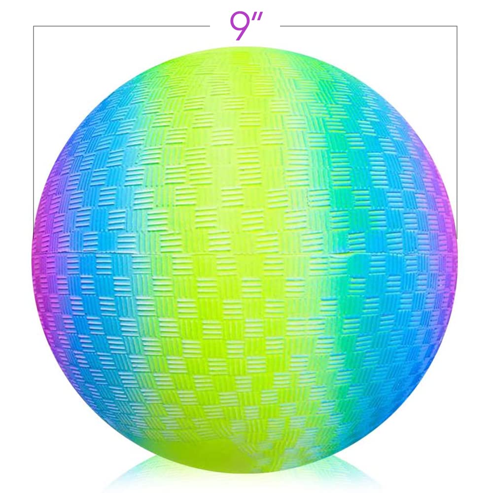 ArtCreativity Rainbow Playground Ball – 9-Inch Outdoor Kick Ball with Hand Pump for Backyard, Park & Beach