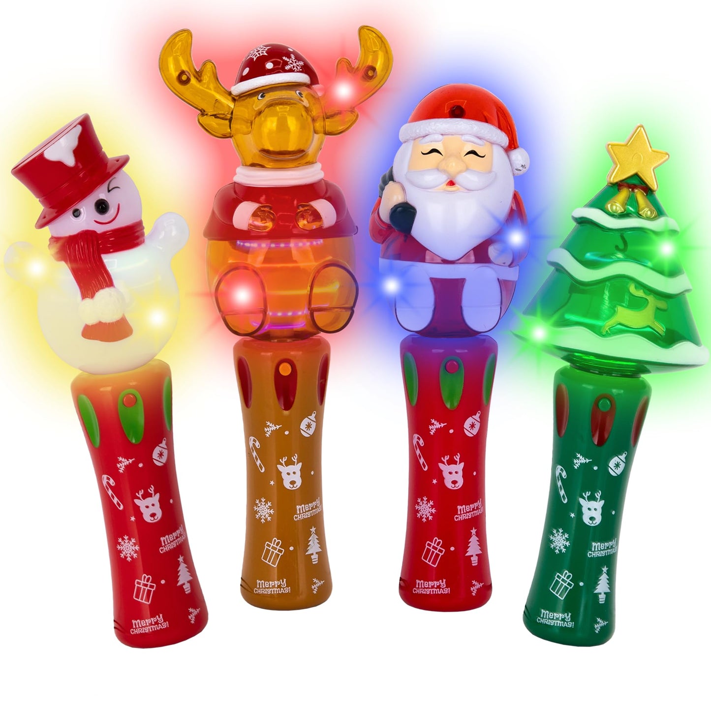 ArtCreativity Christmas Light Up Spinner Wands – Set of 4 LED Holiday Toys