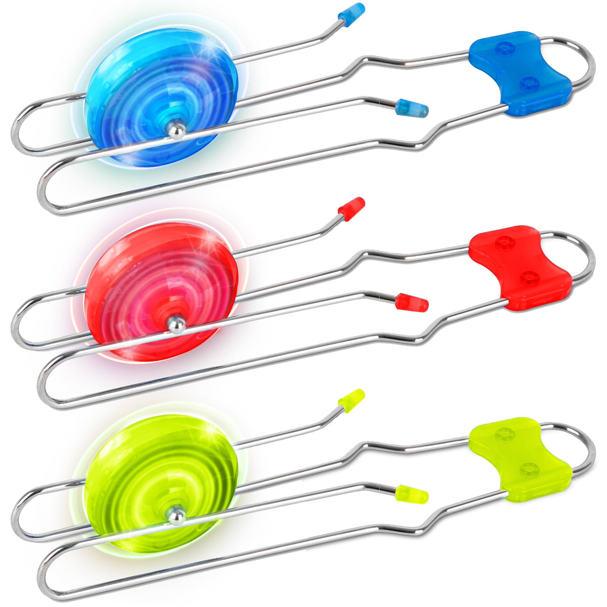 ArtCreativity Retro Light Up Gyro Wheels Set – 3-Pack 8.5-Inch Rail Twisters with LED Lights