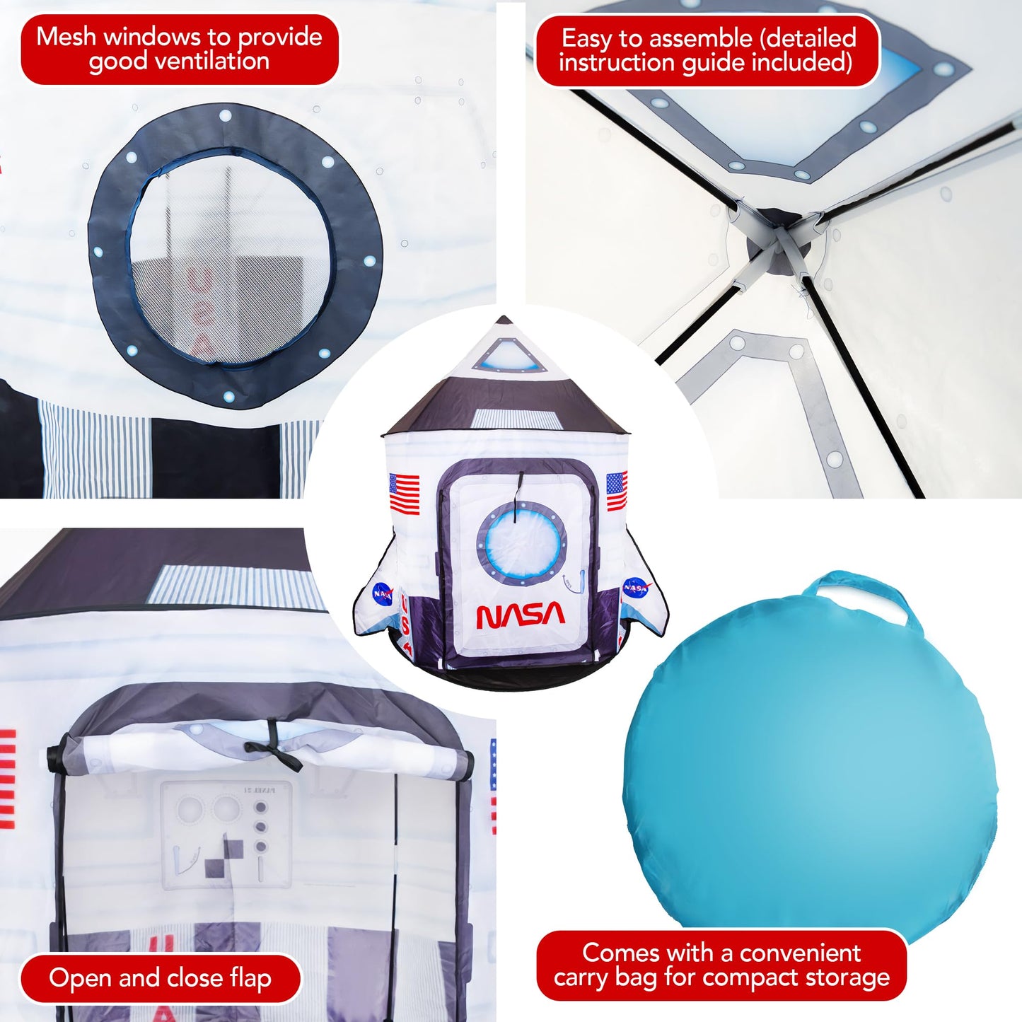 ArtCreativity Kids Pop-Up Space Tent | Indoor/Outdoor Spaceship Playhouse for Ages 4-12
