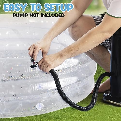 ArtCreativity Sparkly Inflatable Kiddie Pool 34"x10" with 3 Levels | Transparent Glitter