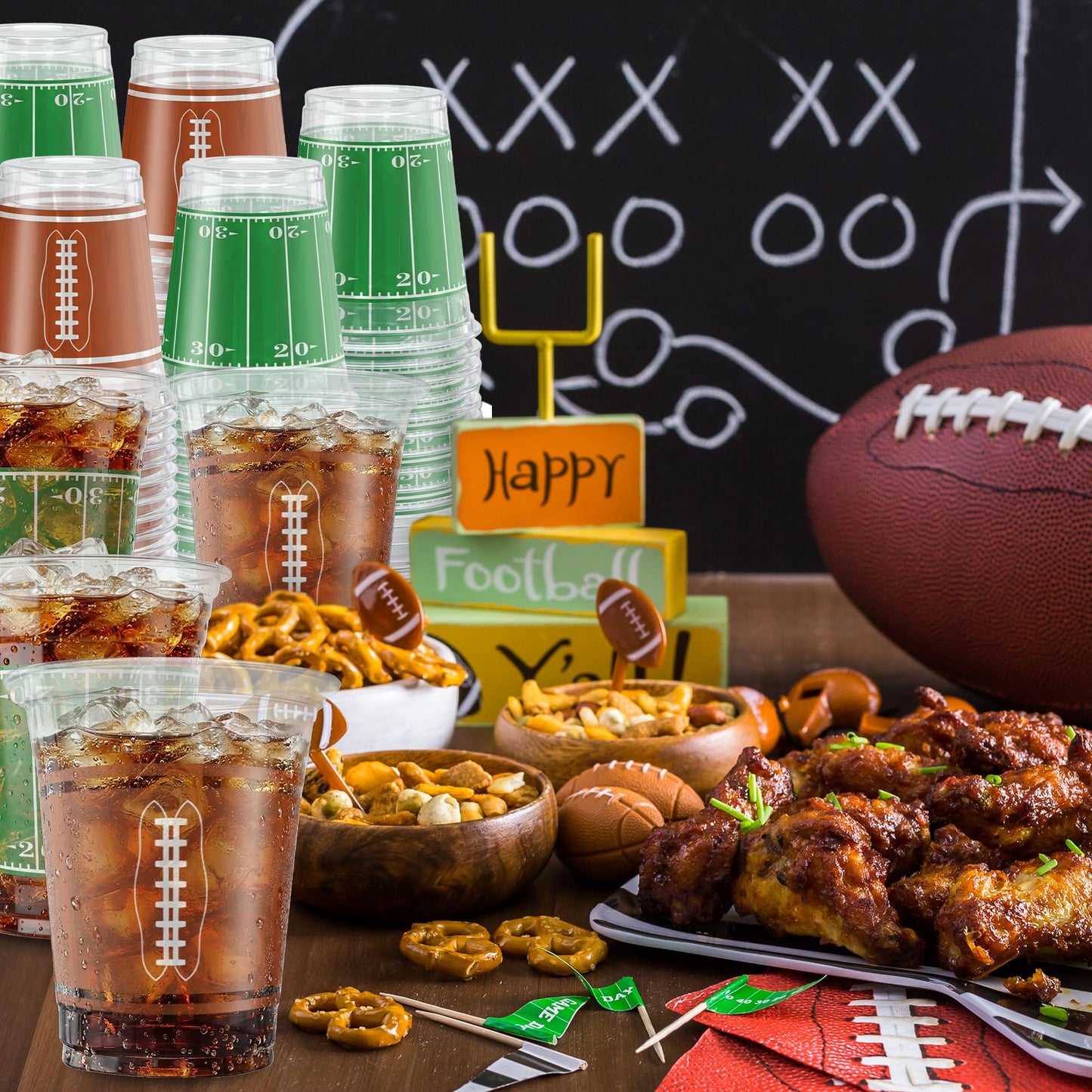 ArtCreativity 50 Pcs 16oz Football Party Cups – Super Bowl Disposable Cups