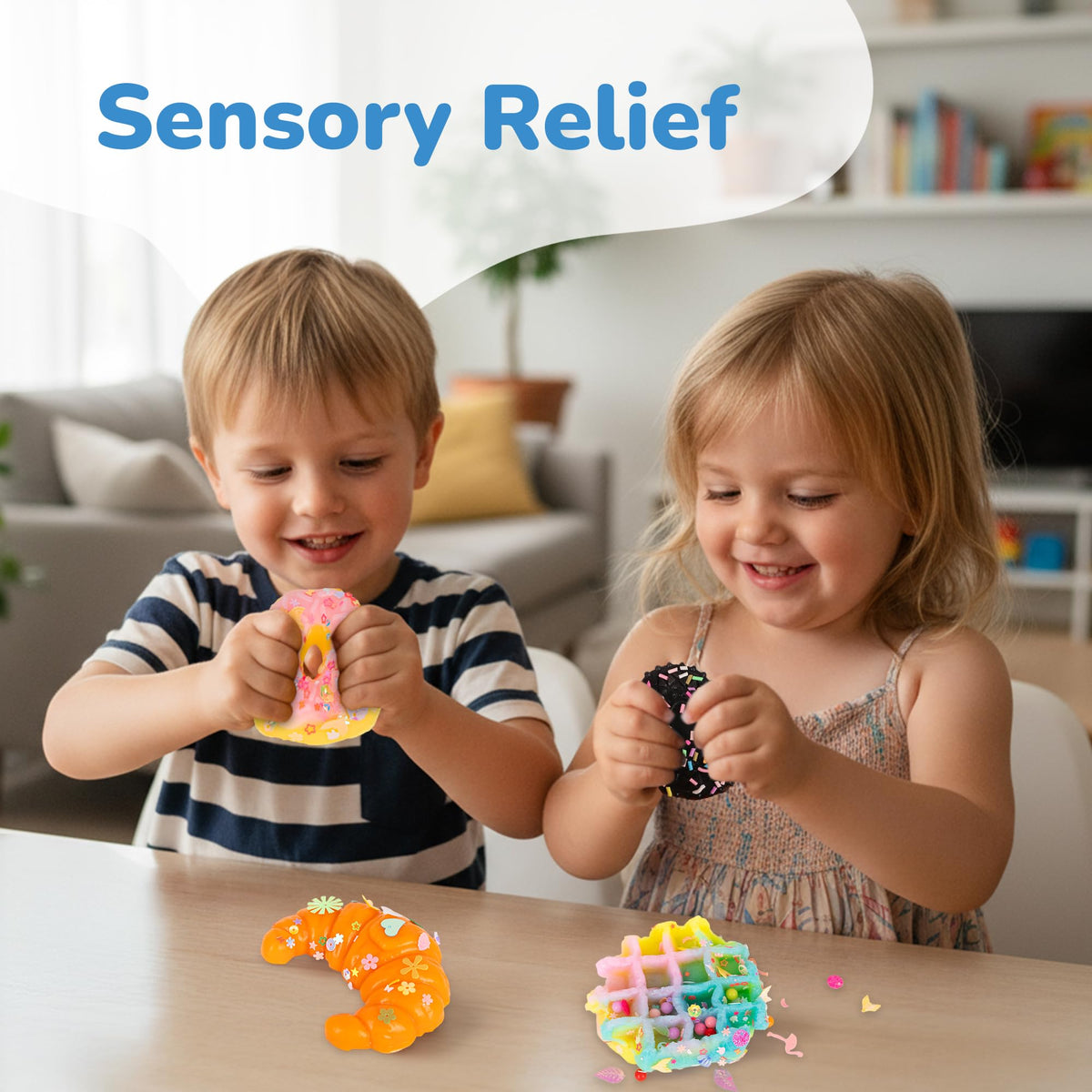 ArtCreativity Squishy Treats Fidget Toys – 4 Pack Soft Dessert Squeezies for Stress Relief & Focus