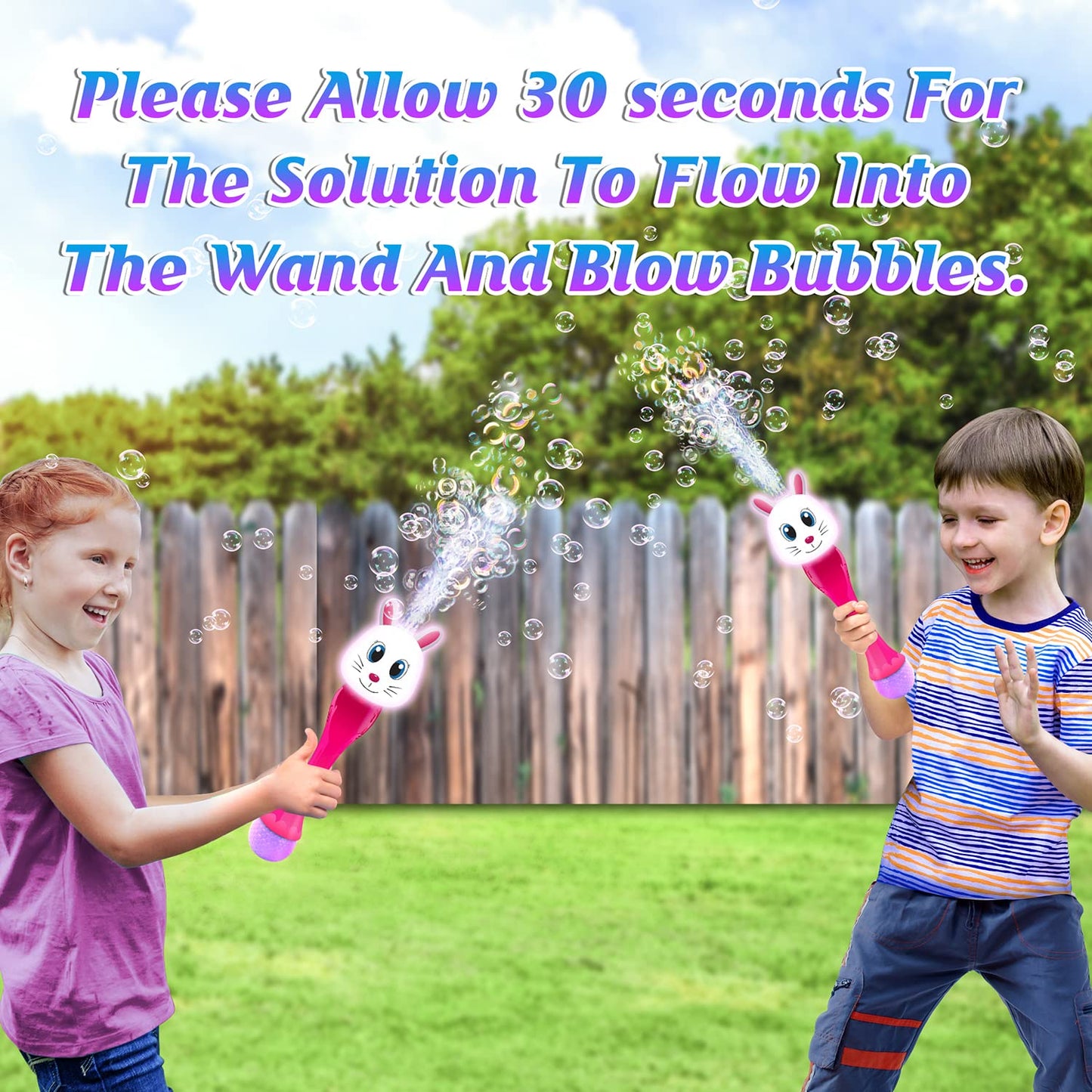 ArtCreativity Bunny Bubble Wand — 14" Light-Up Easter Toy with Bubbles, LED & Music