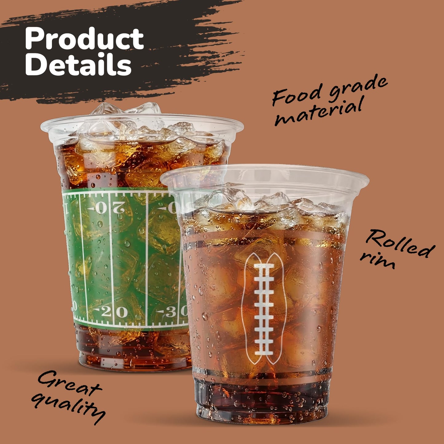 ArtCreativity 50 Pcs 16oz Football Party Cups – Super Bowl Disposable Cups