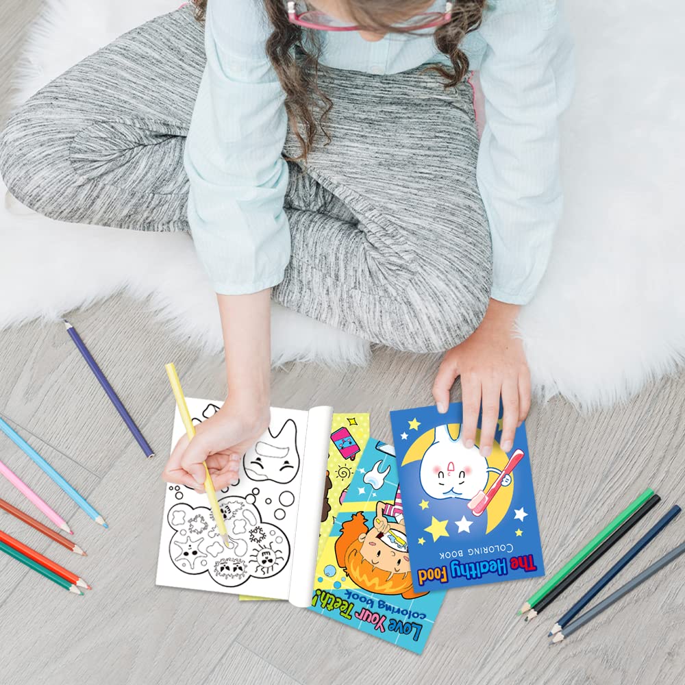 ArtCreativity Dental Kids 24-Pack 5x7 Mini Coloring Books - 6-Page Color Booklets