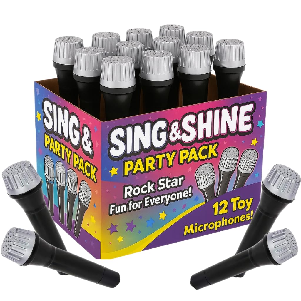 ArtCreativity 12-Pack 5.5-Inch Toy Microphones for Kids – Realistic Pretend Play Mics for Karaoke
