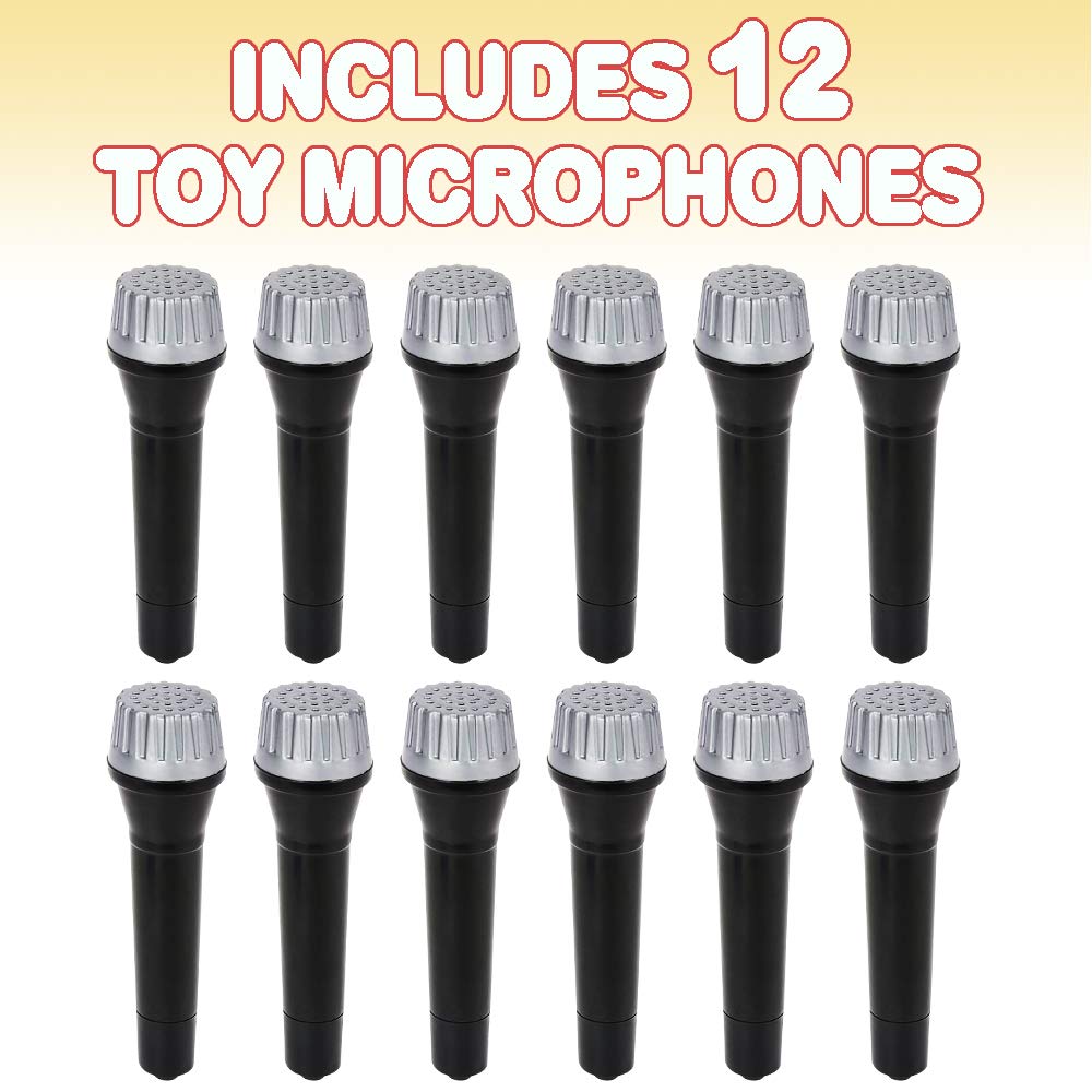 ArtCreativity 12-Pack 5.5-Inch Toy Microphones for Kids – Realistic Pretend Play Mics for Karaoke