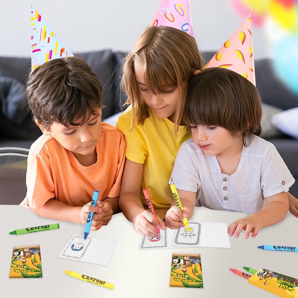 ArtCreativity 12 Pack Zoo Animal Mini Coloring Books with Crayons – Jungle Safari Party Favors