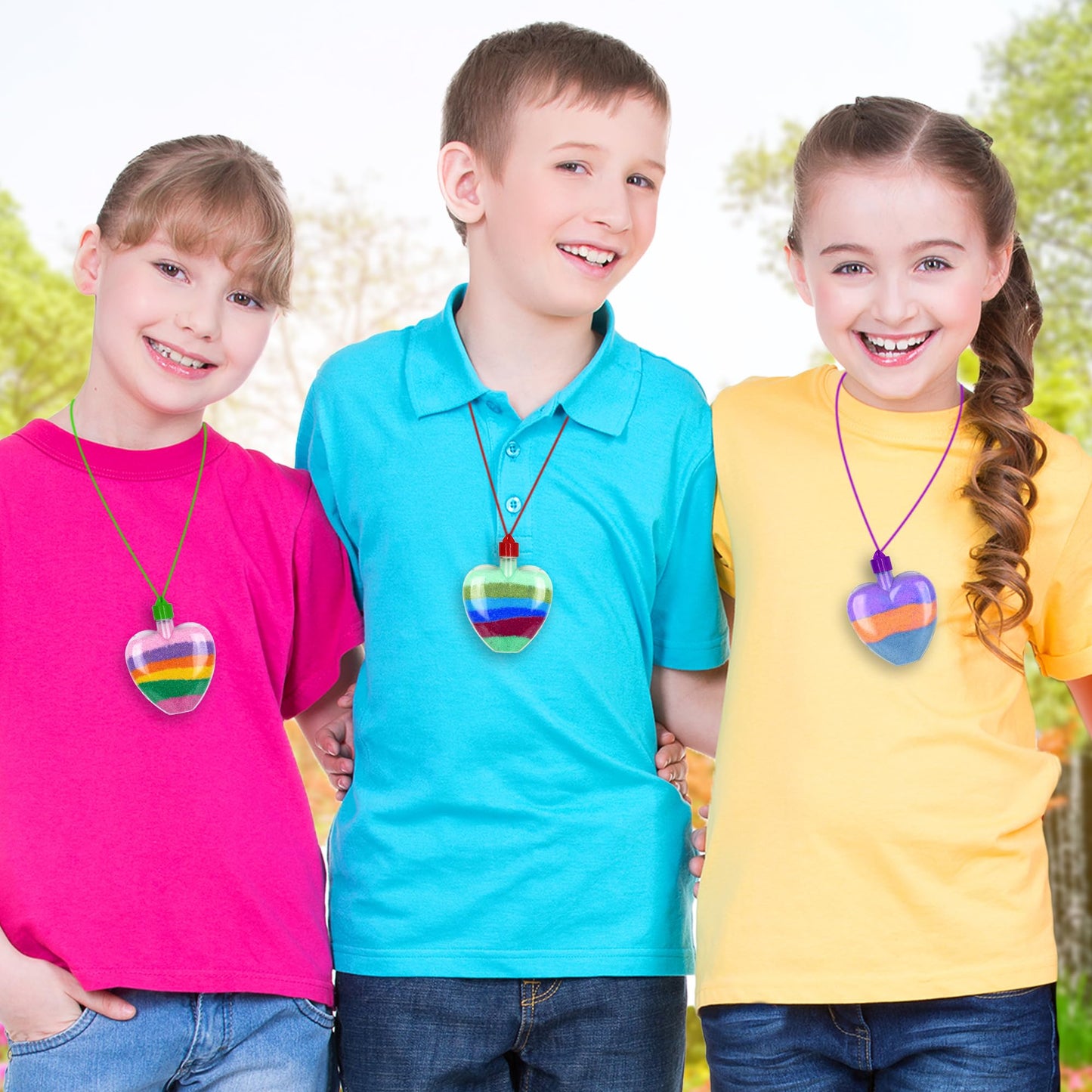 Valentine's Day Sand Art Heart Necklaces — 36-Pack by ArtCreativity