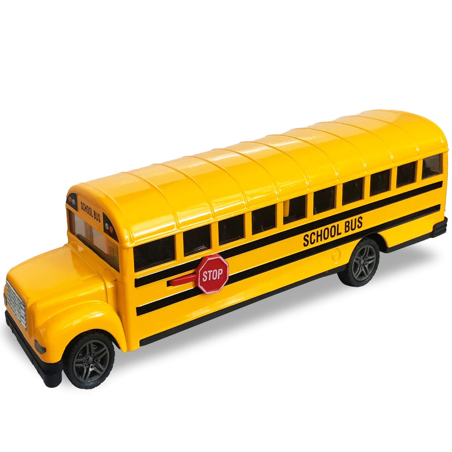 ArtCreativity Yellow School Bus Toy — 8.5-Inch Diecast Pull-Back with Opening Doors