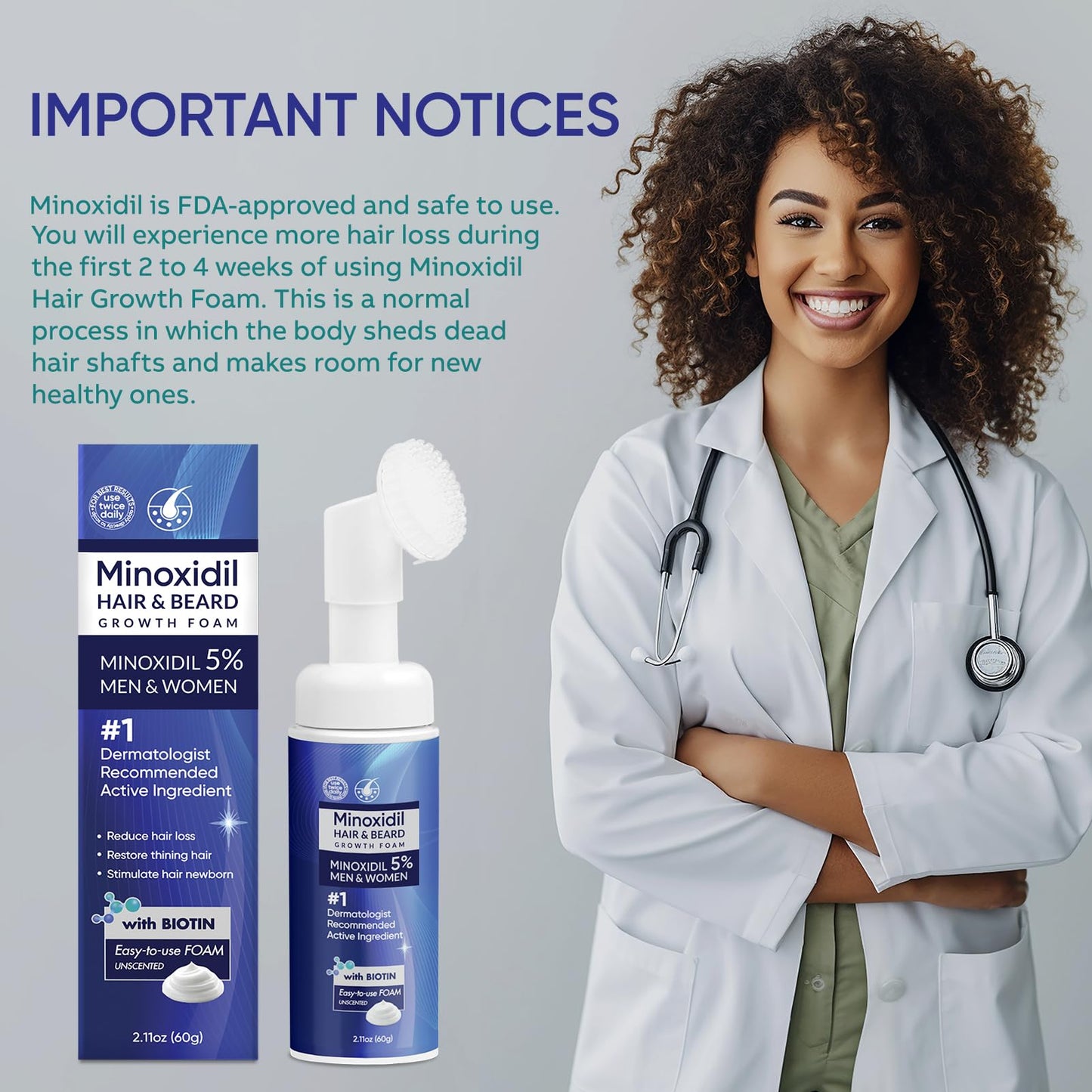 Artimore 5% Minoxidil Foam for Men & Women – Extra Strength Hair Regrowth, Non-Drip Lightweight Formula, 120ml (2 Packs)